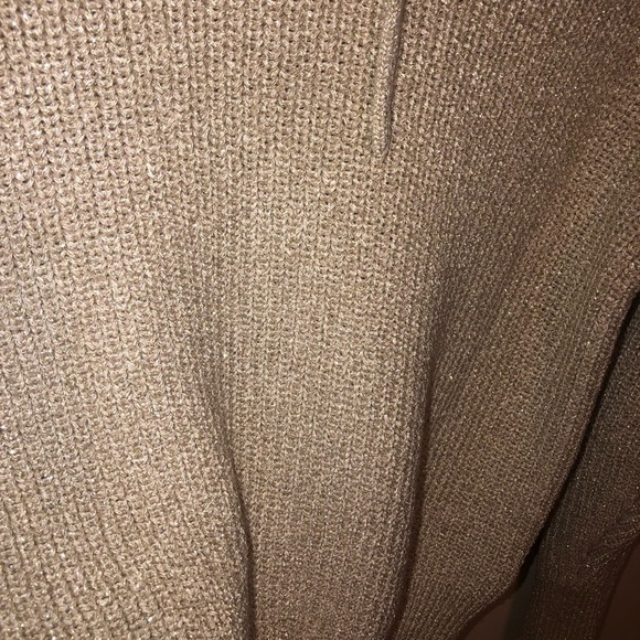 LOFT Beige Tie Back Double V Shimmer Sweater - Picture 7 of 11